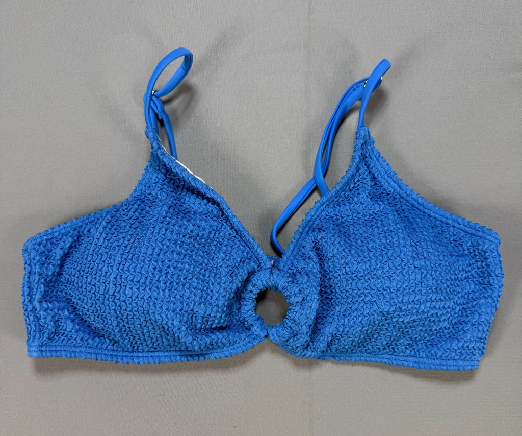 SHEIN Smocked Ring Linked Bikini Set Women Small Blue Textured High Cut Swimsuit