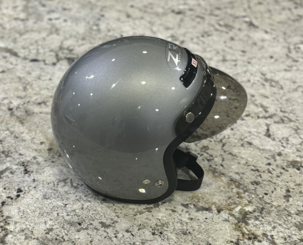 Z1R Open Face Helmet Gloss Silver, Unisex Size XS DOT Motorcycle Helmet NEW