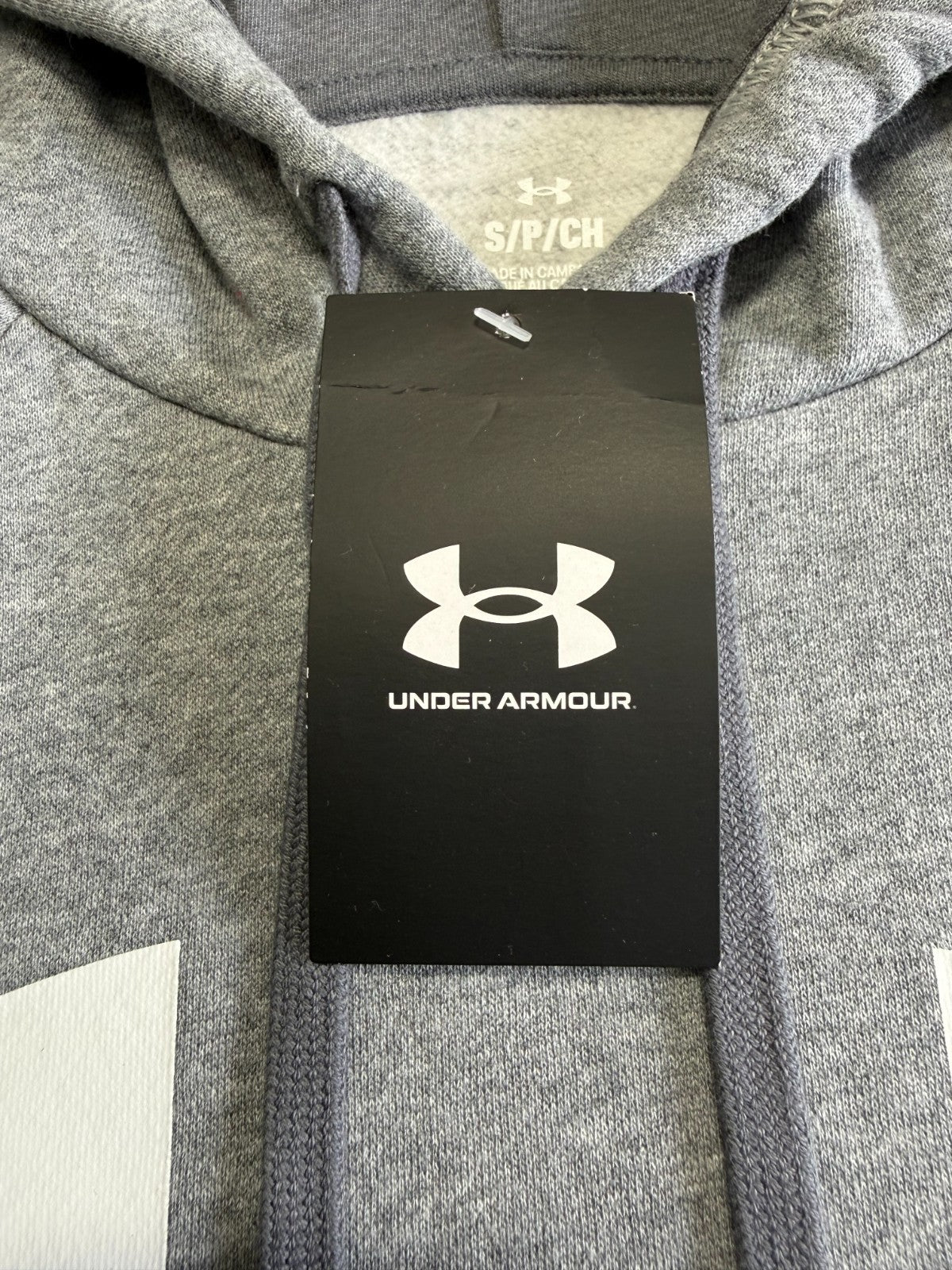 NWT Under Armour Rival Fleece Logo Hoodie Men's Small Gray Long Sleeve Pullover