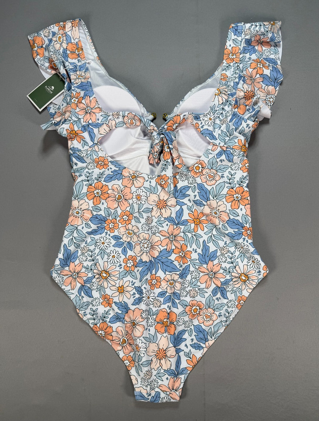 Eomenie One Piece Swimsuit Women's Large Blue Floral Tummy Control Bathing Suit