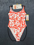 NWT Billabong One-Piece Swimsuit Women's Medium Red White Floral Spaghetti Strap