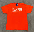 NEW Champion Men's Large Orange T-Shirt Short Sleeve Spell Out Casual Tee Active