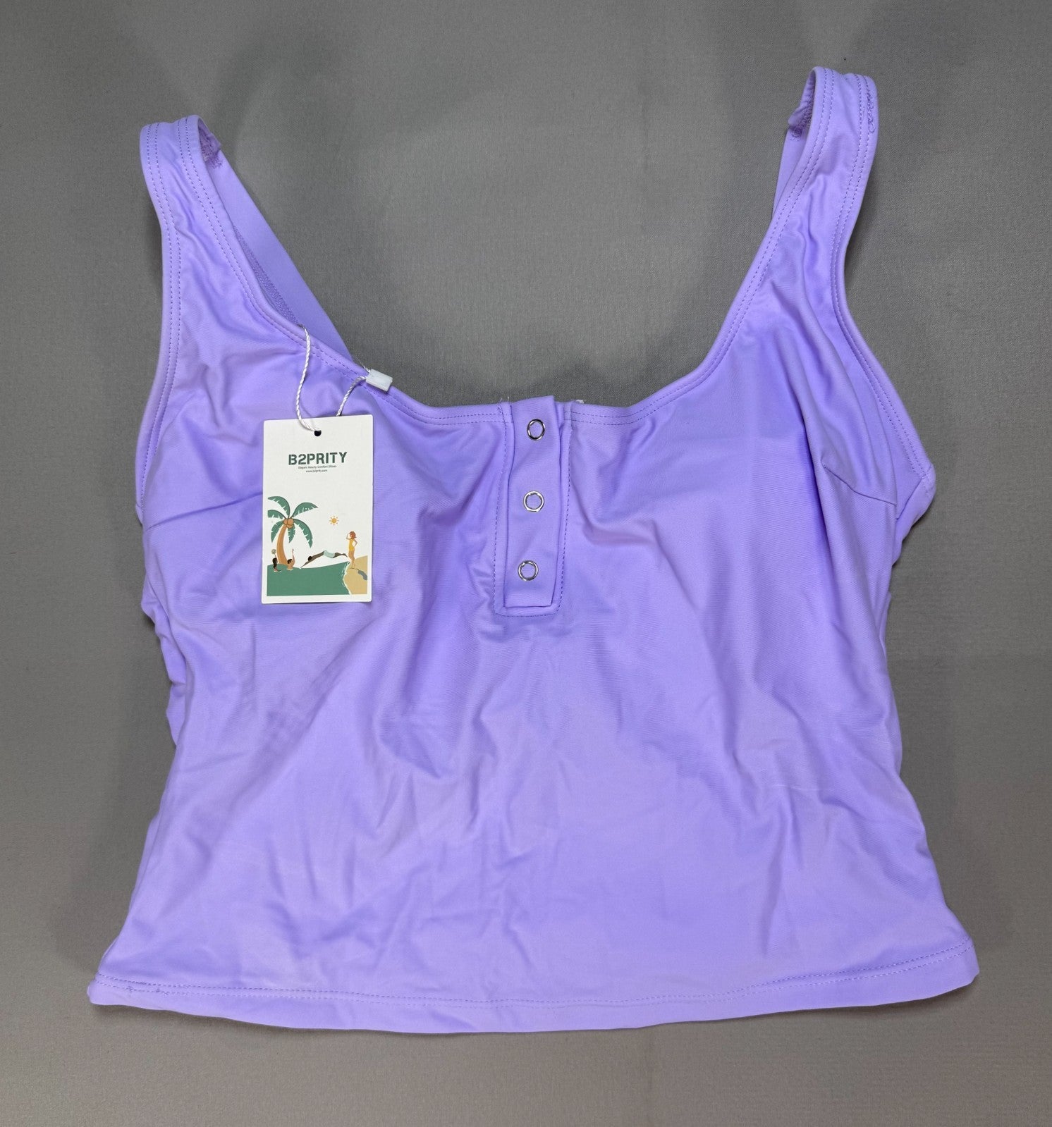B2Prity Tankini Swimsuit Women's Medium Purple Tropical Floral Summer Beach