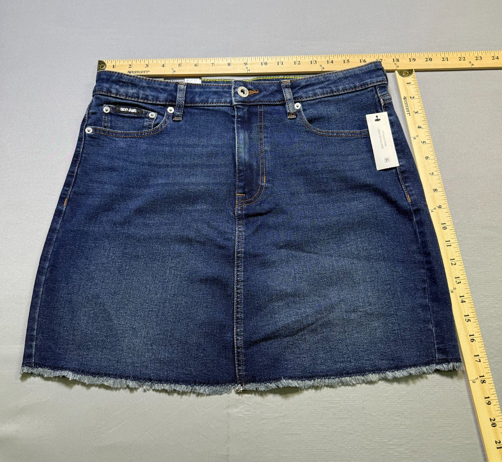 DKNY Jeans Denim A-Line Skirt Women's 12 Blue Mid Rise Laguna Stretch E3GB4845