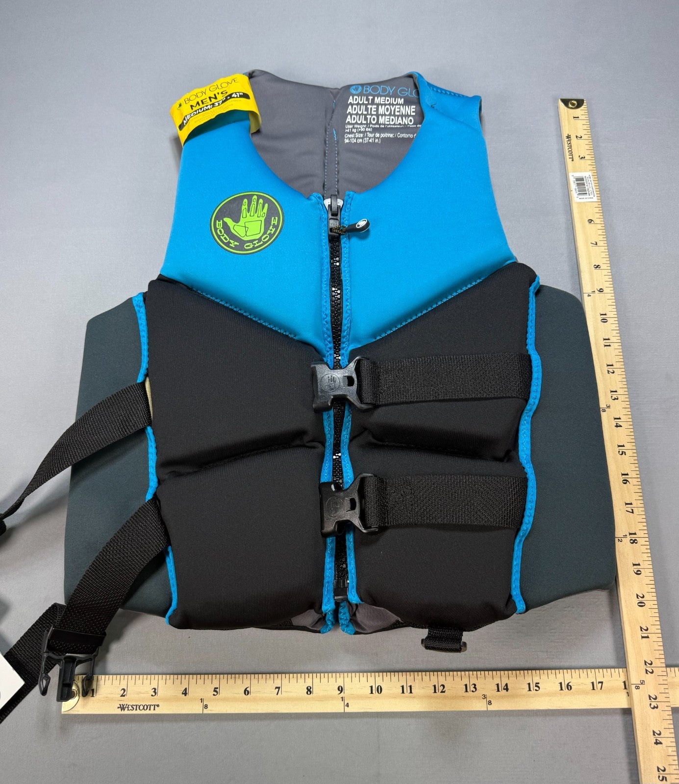 NWT Body Glove Segmented PFD Life Jacket Men's Medium Blue & Black Lightweight