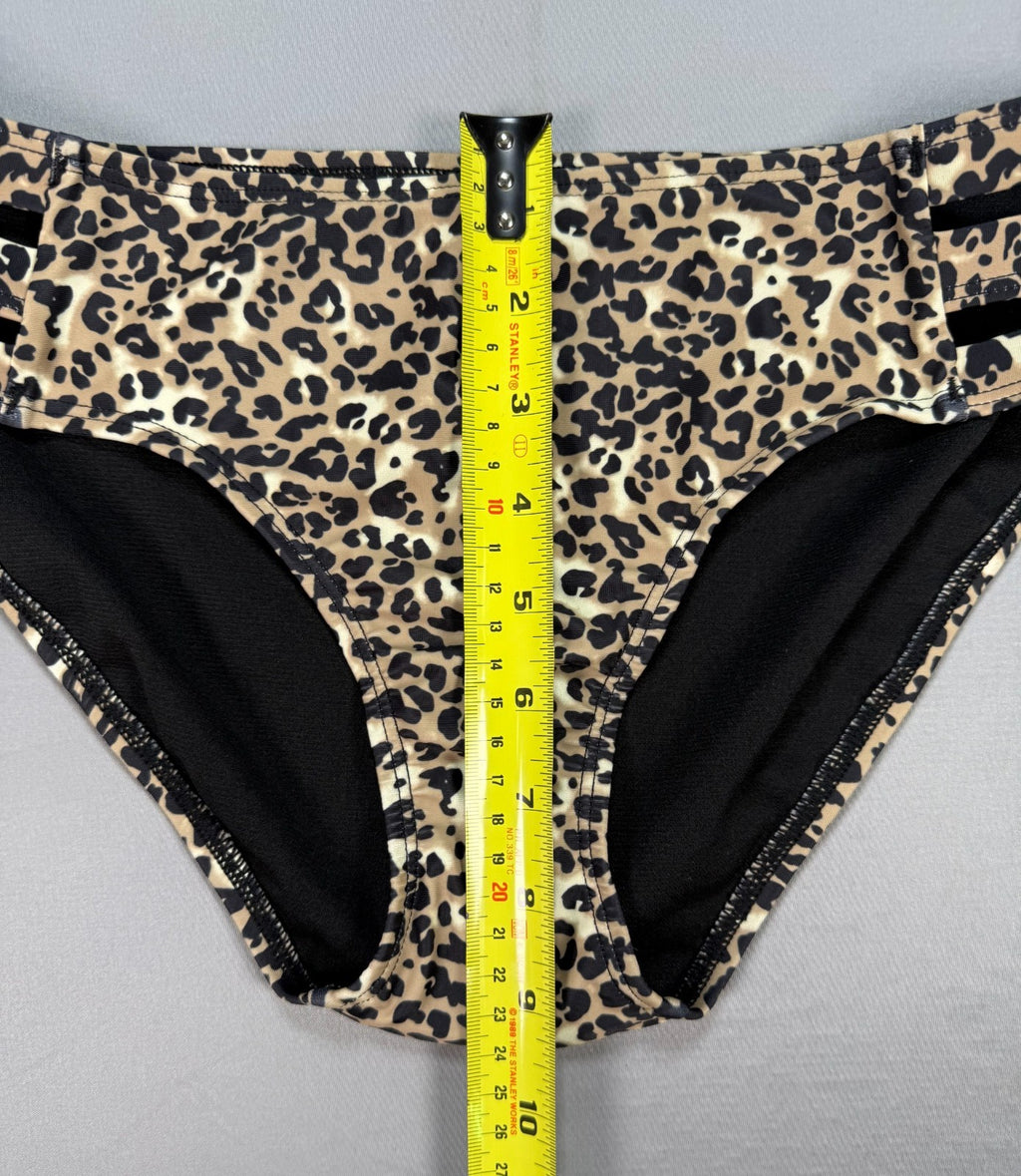 Ocean Blues Swim Briefs Women's Small Brown Strappy Bikini Bottom Full Coverage