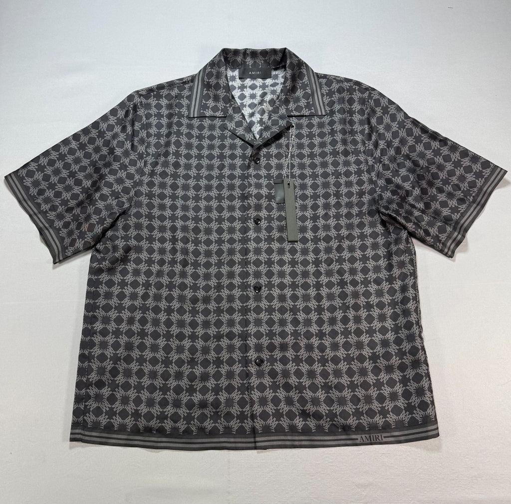 Amiri MA Quad Silk Bowling Shirt Men's XL Black Collared Button Closure w/ Box