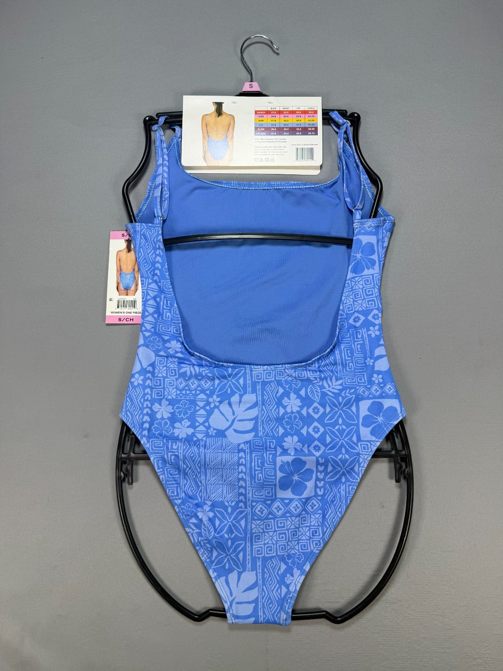 NWT Billabong One-Piece Swimsuit Women's Small Blue Logo Floral Spaghetti Strap