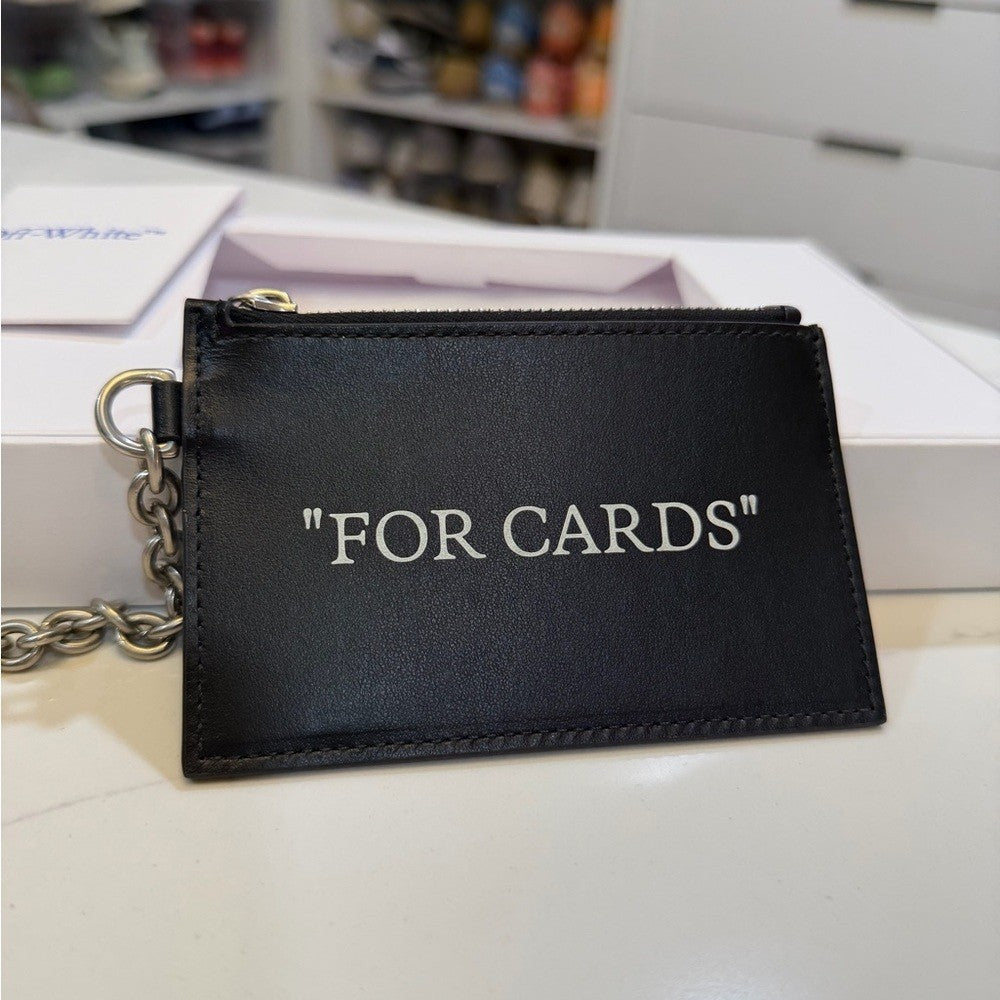 Off-White Black Card Holder with Chain