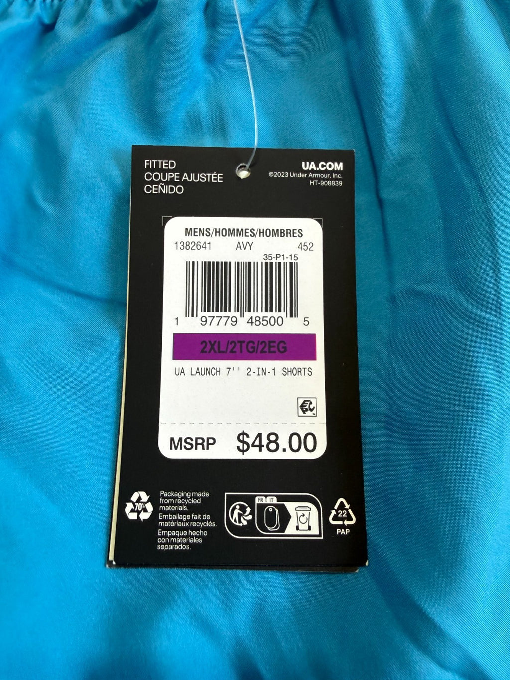 NWT Under Armour Launch Run 7" Shorts Mens 2XL Blue Lined Drawstring Lightweight