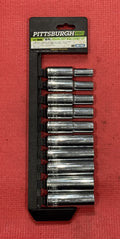 Pittsburgh Pro 67873, 10 PC CR-V Metric 6PT 1/2" Drive Deep Socket Set 10-19MM