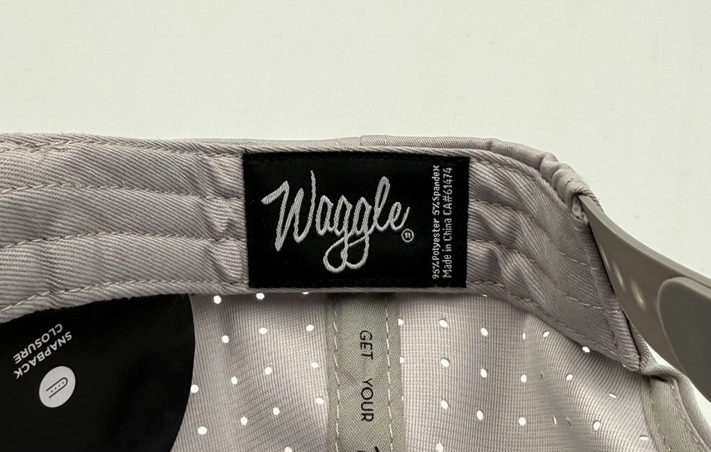 NWT Waggle Largemouth Bass Golf Hat Gray Adjustable Performance Snapback Cap