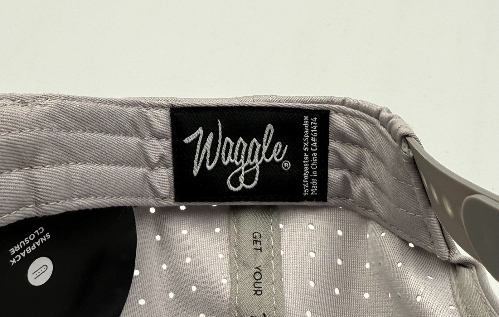 NWT Waggle Largemouth Bass Golf Hat Gray Adjustable Performance Snapback Cap