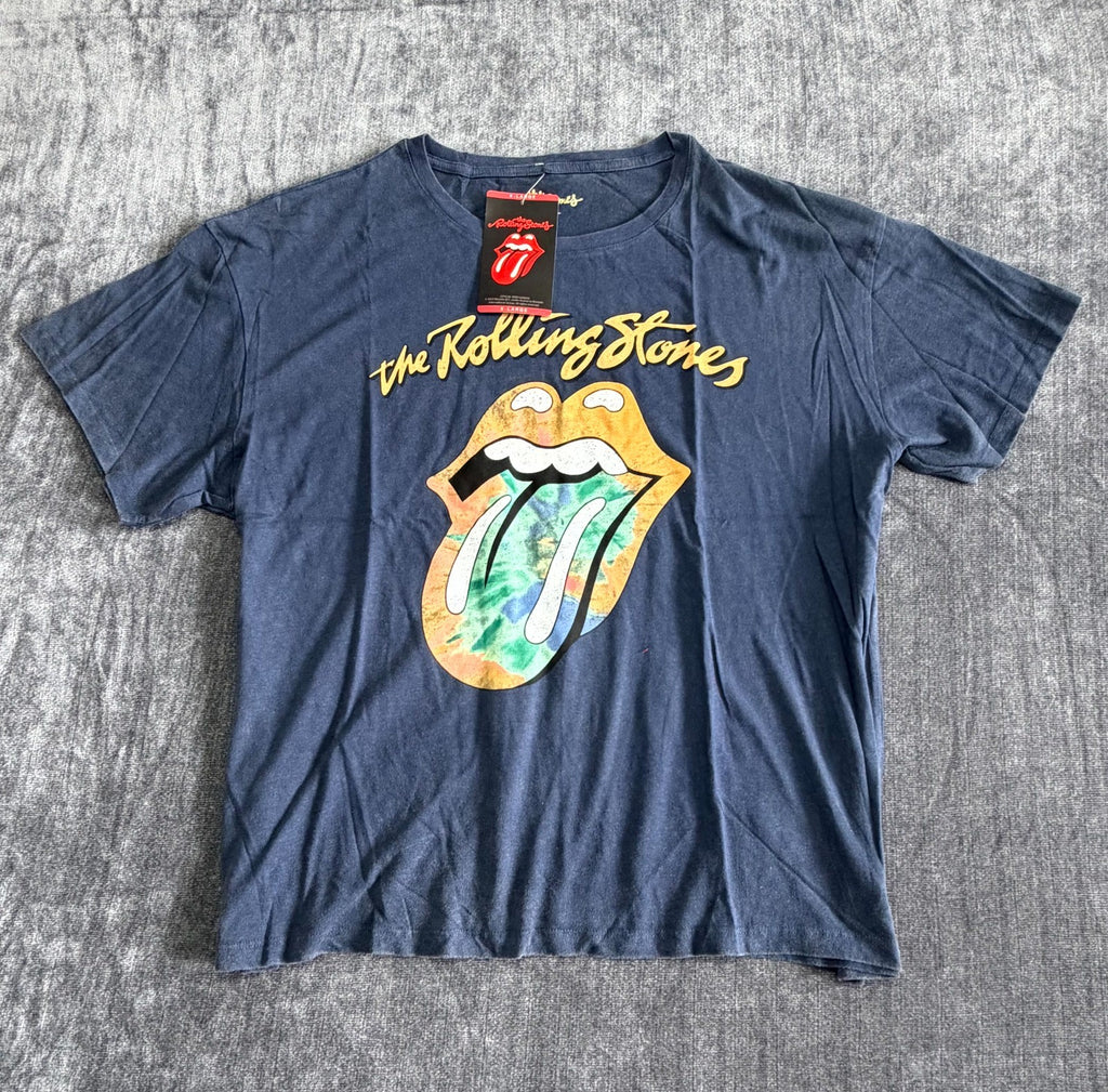 NWT The Rolling Stone Graphic Print T-Shirt Women's XL Navy Pullover 100% Cotton