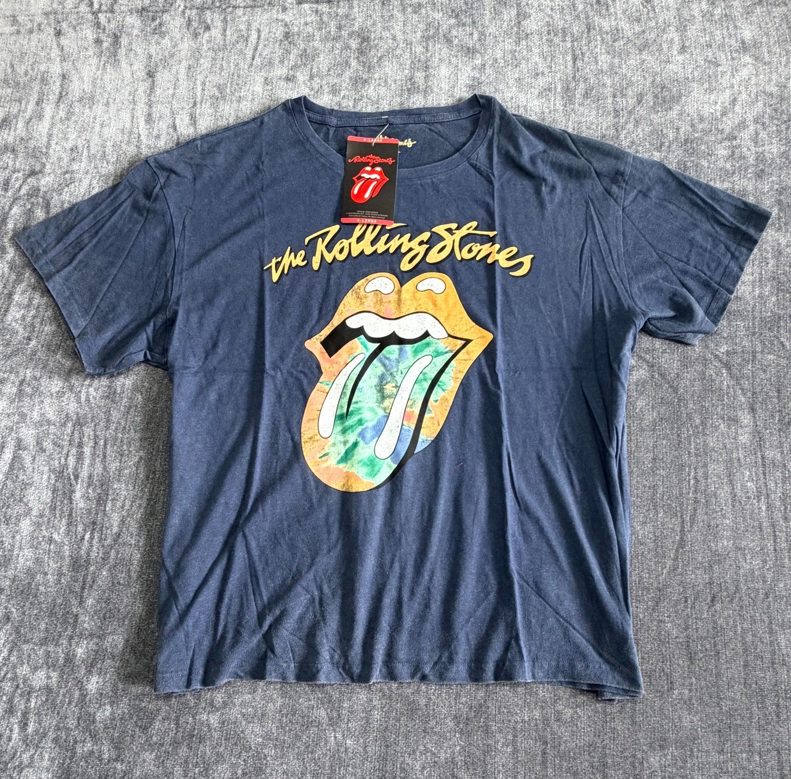 NWT The Rolling Stone Graphic Print T-Shirt Women's XL Navy Pullover 100% Cotton