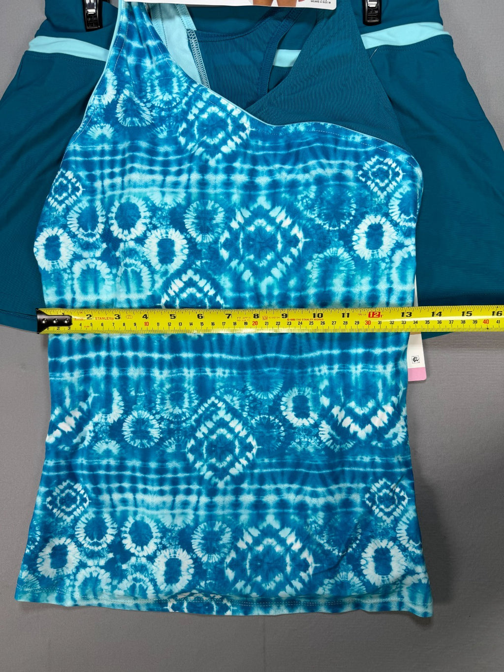 ZeroXposur 2-Piece Bathing Suit Women Small Blue Shibori Tankini Skort Swimwear