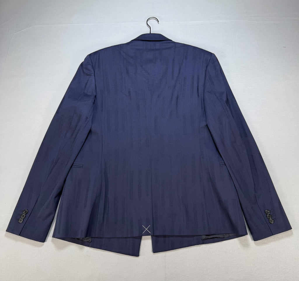 Off-white Shibori Jacquard Slim Double Breasted Jacket Men's 50 Navy Blue Casual