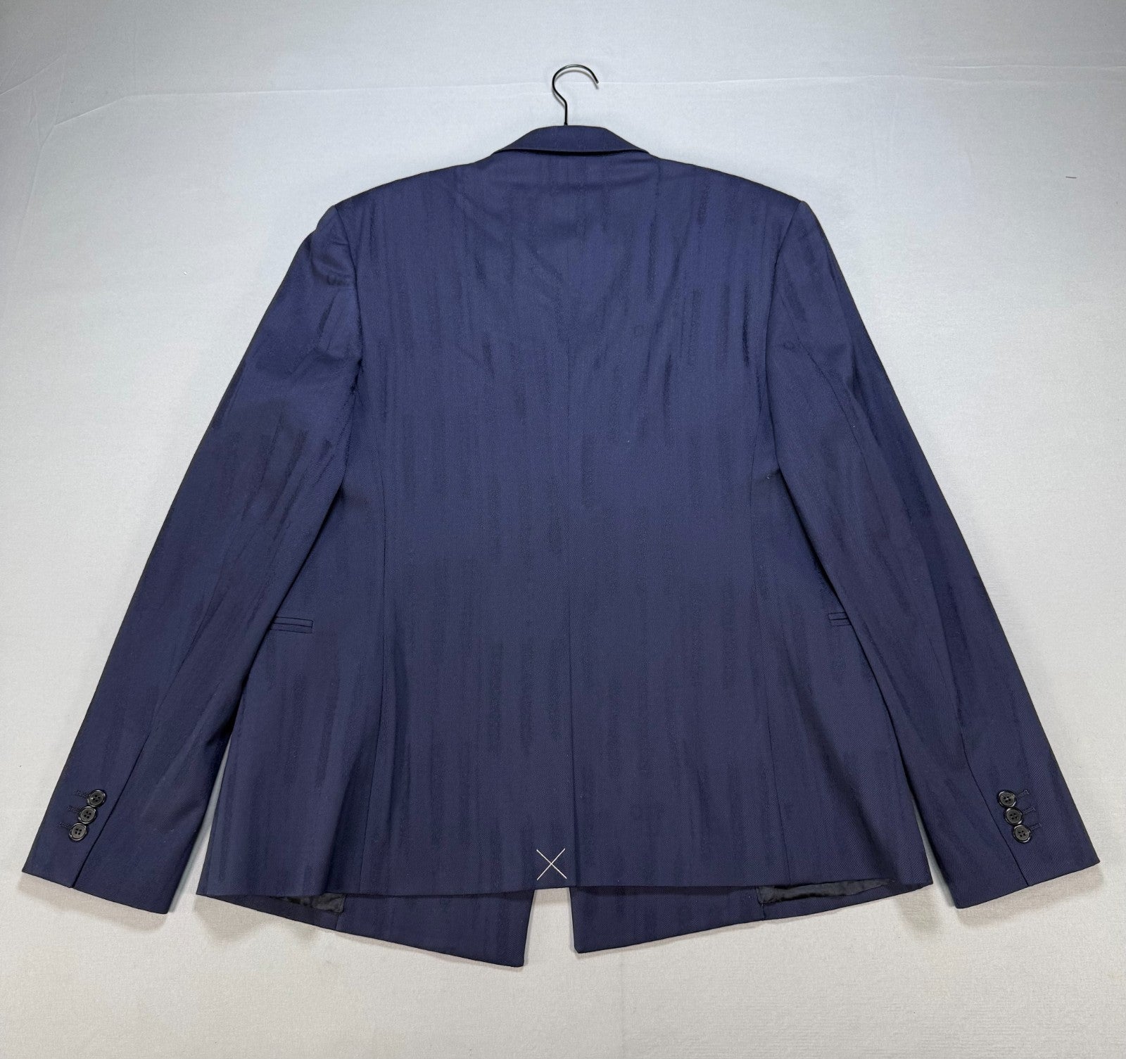 Off-white Shibori Jacquard Slim Double Breasted Jacket Men's 50 Navy Blue Casual