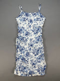 Girls Floerns Ruched Bodycon Dress 11Y Blue White Floral Cami Spaghetti Strap