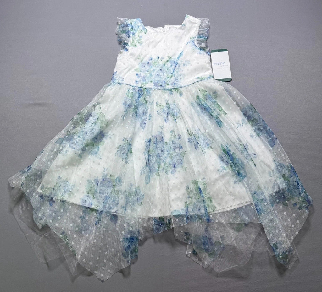 NWT Rare Editions Occasion Dress Baby Toddlers 5T Blue Floral Lined Lightweight