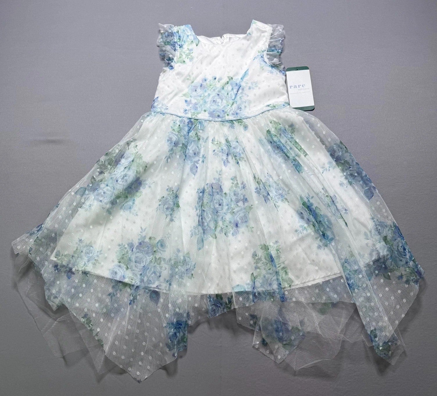 NWT Rare Editions Occasion Dress Baby Toddlers 5T Blue Floral Lined Lightweight