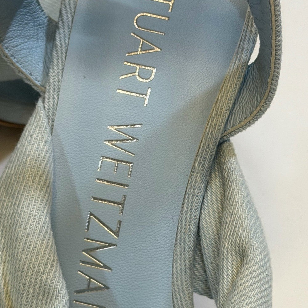 Stuart Weitzman Women's Light Blue Bow Heels