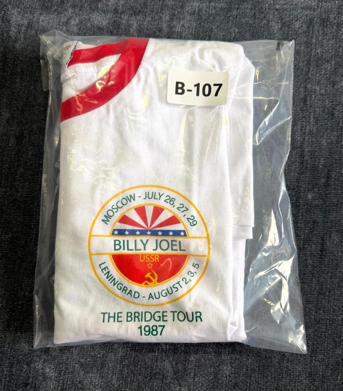Billy Joel The Bridge Tour T-Shirt Men's Large White Crew-Neck Short Sleeve