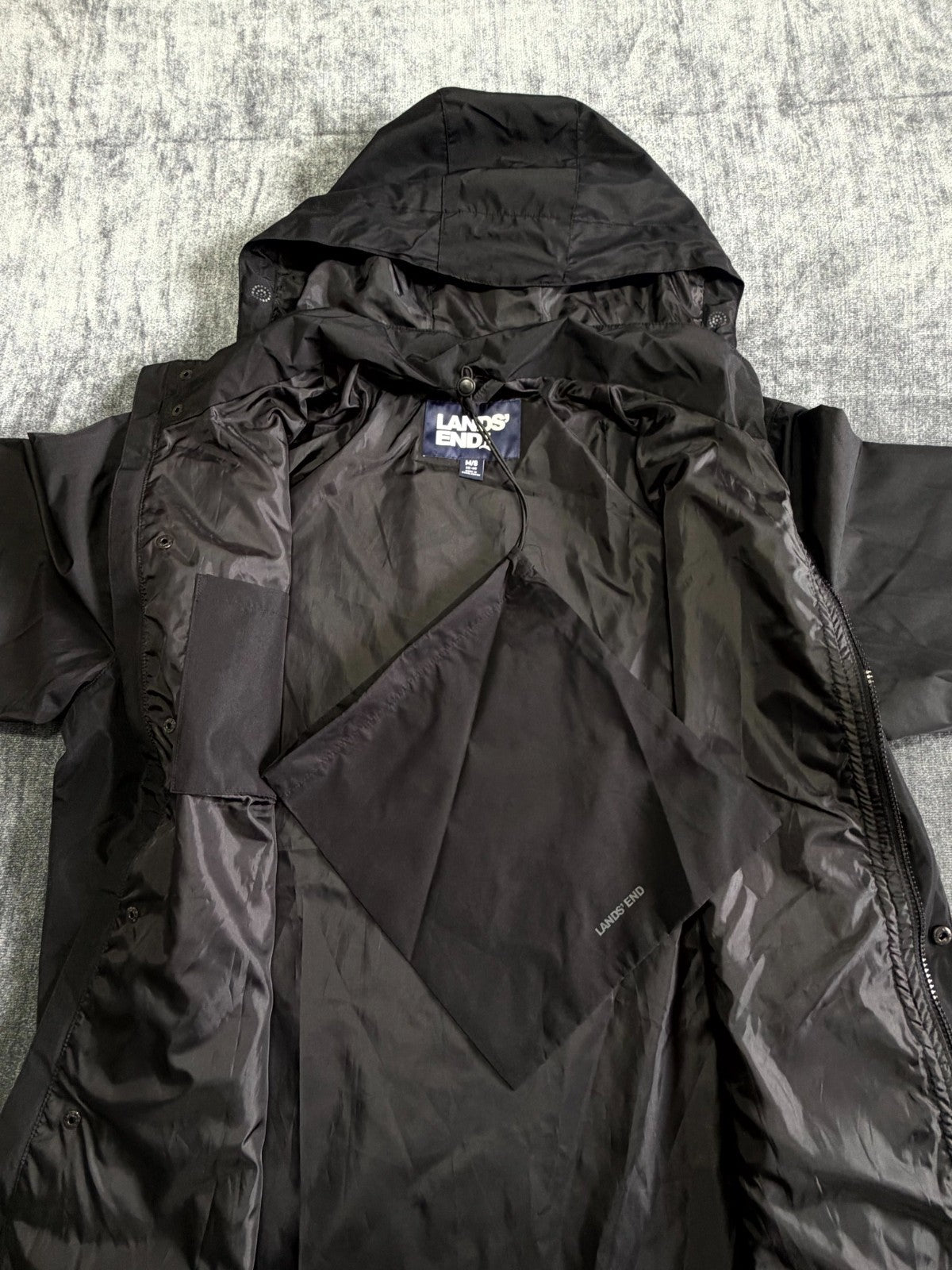 NWT Lands' End All-Weather 3-in-1 Jacket Men's Medium Black Full-Zip Hooded