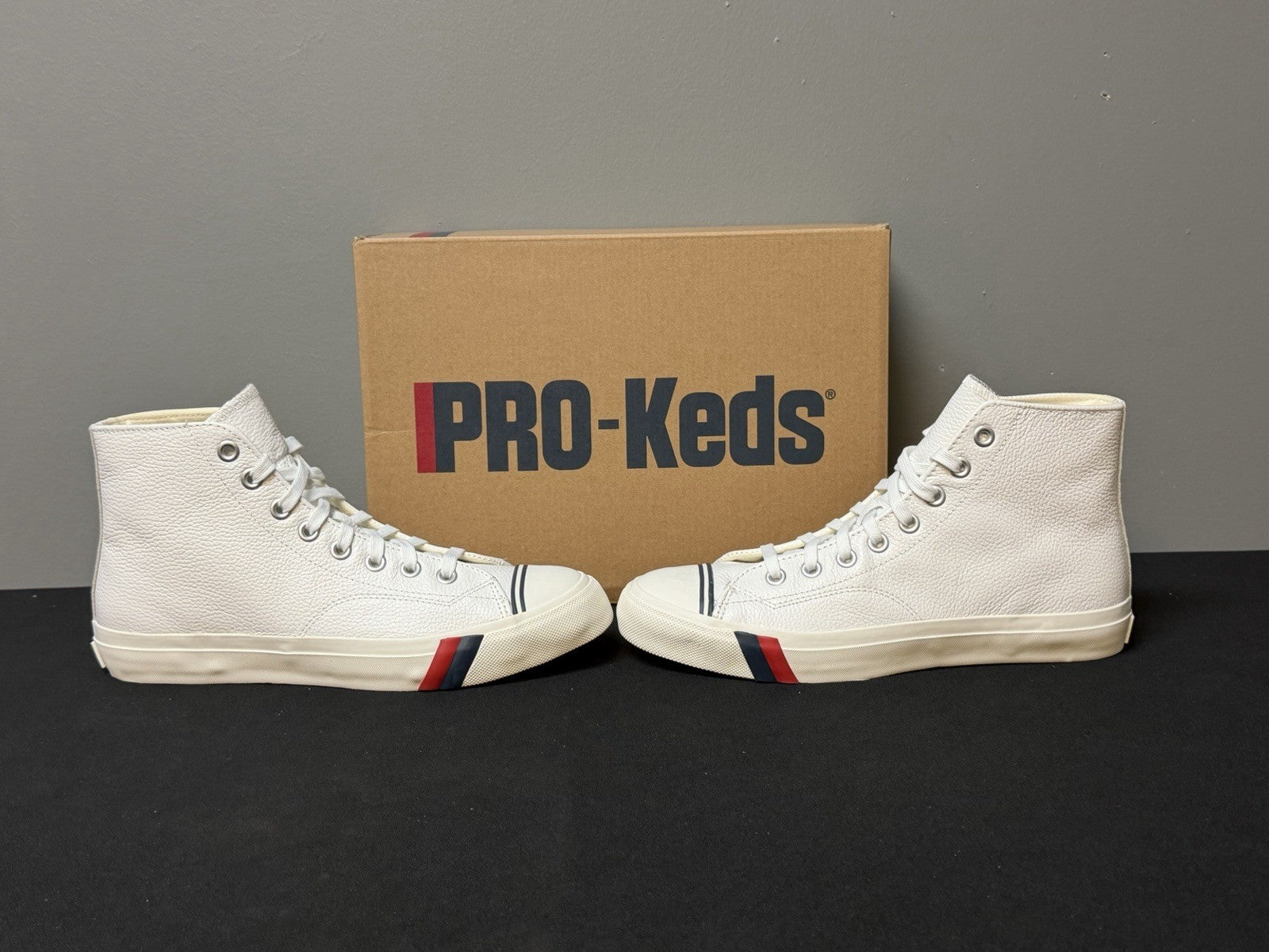 Pro-Keds Royal Men's size 11.5 Hi Lace Up White Leather Canvas Shoes Sneaker