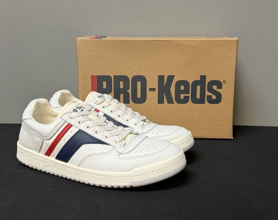 Pro-Keds Skyhawk Men's Size 13 (M) White/Blue/Red Low Top Leather Sneakers NWT