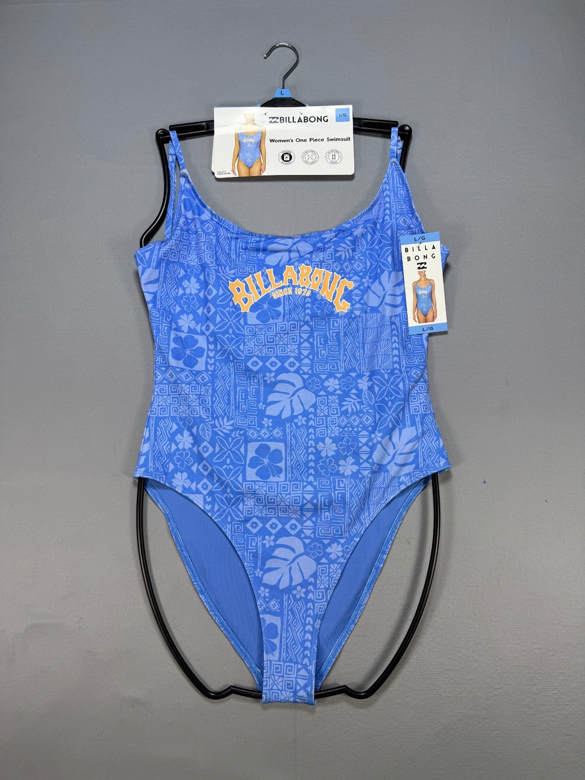 NWT Billabong Beach Babe One-Piece Swimsuit Women’s Large Blue Adjustable Straps