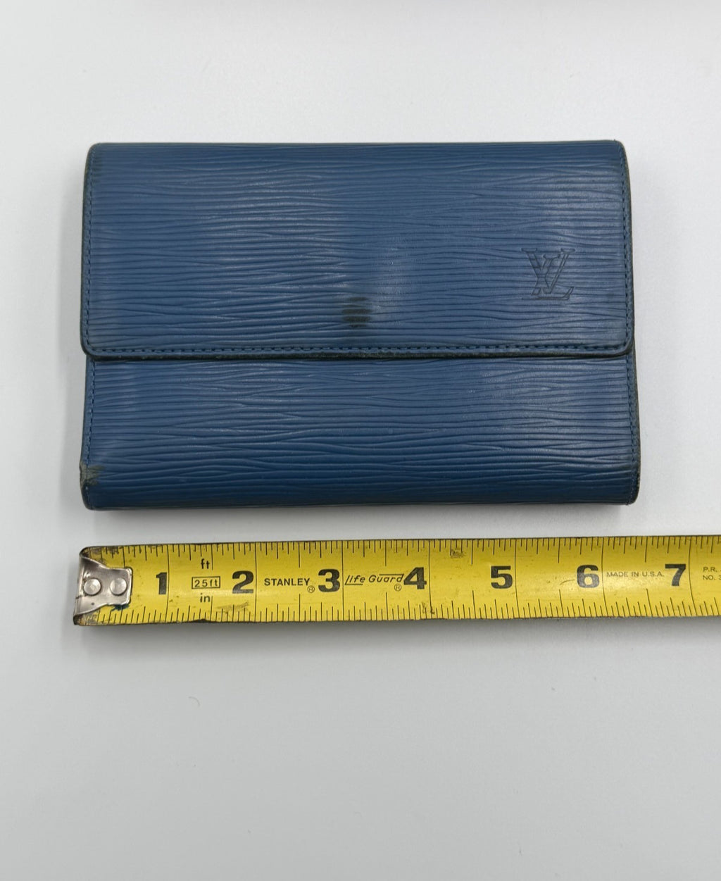 Louis Vuitton Blue Epi Leather Large Trifold Wallet Women's Inner Pockets