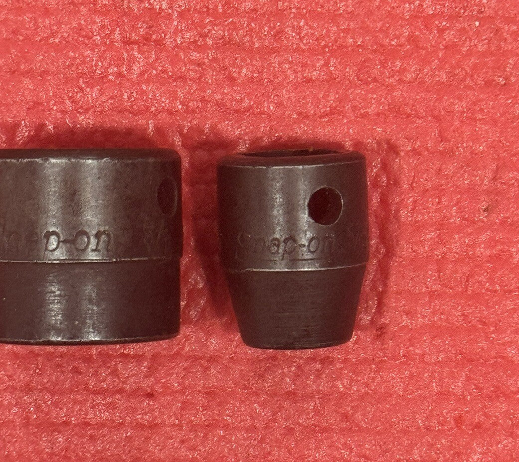 Snap-On Tools 2 PC Set PF100 & PF200, 3/8" Drive SAE 6PT Shallow Socket USA