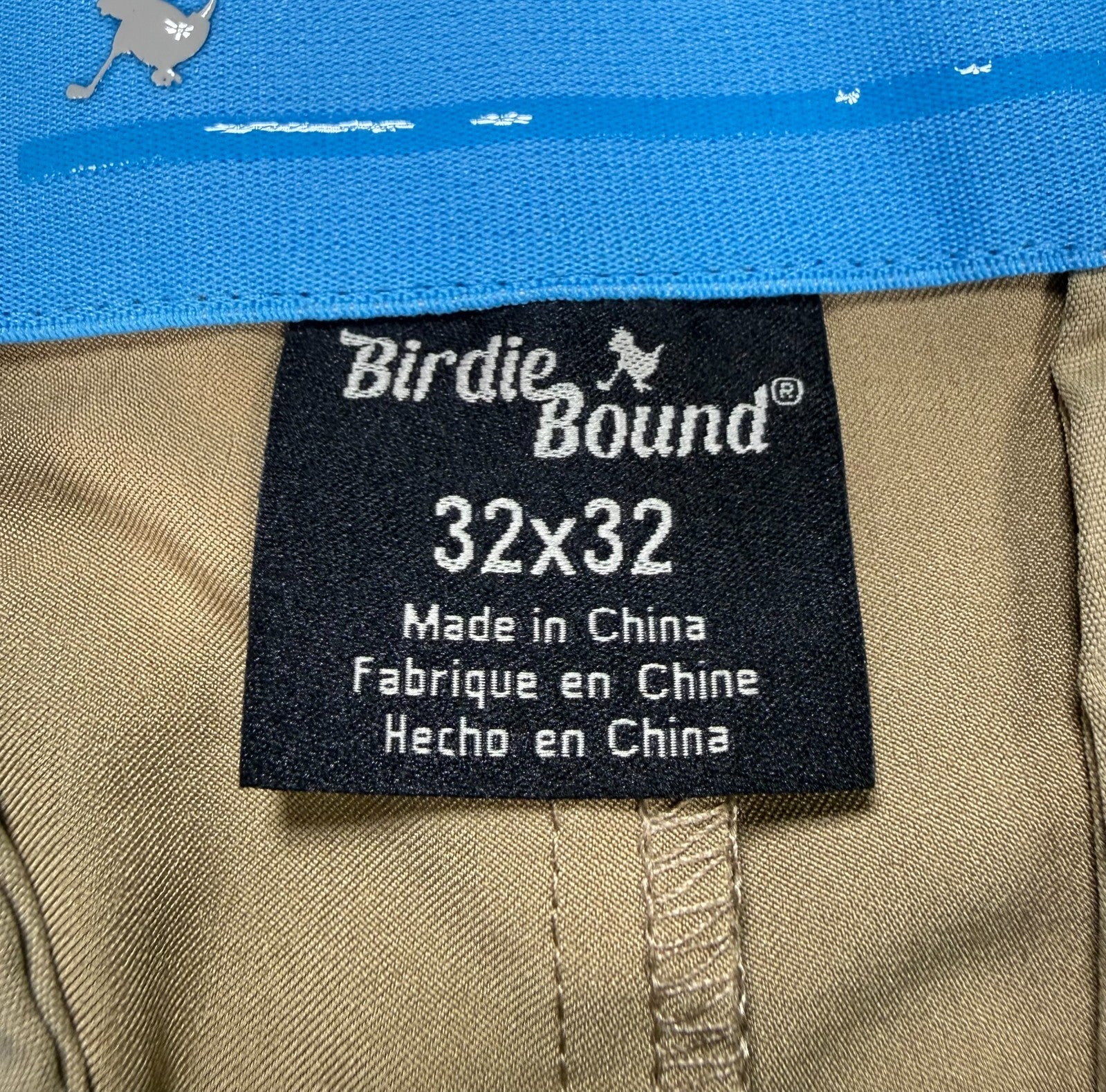 NWT Birdie Bound Golf Pants Men's 32X32 Beige Flat Front Lightweight Performance