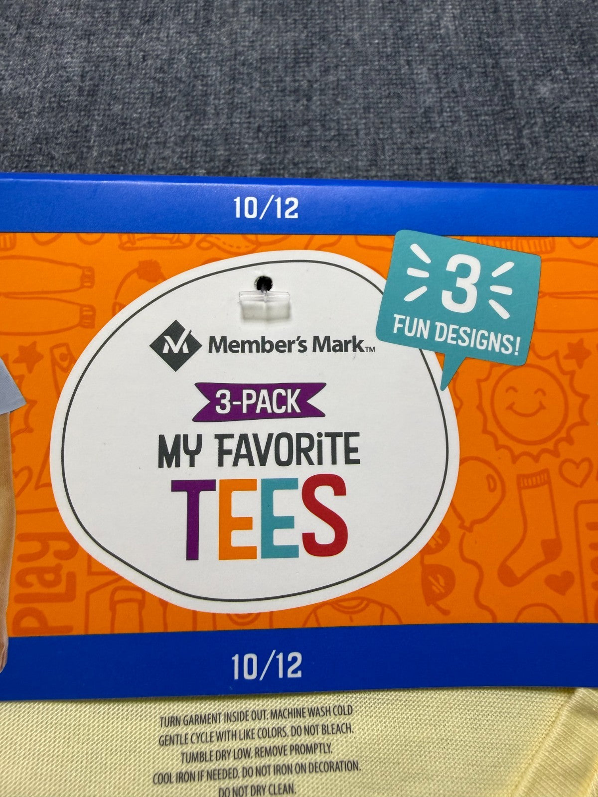NWT Member's Mark My Favorite Active Tees Girls 10/12 Multicolor Casual - 3-Pack