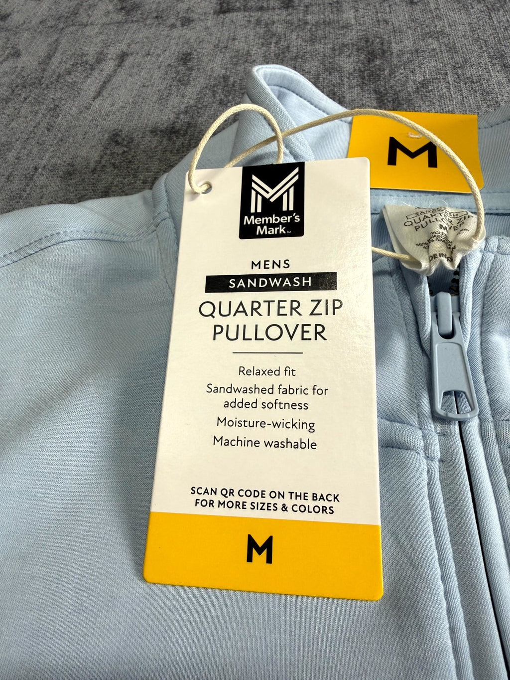 NWT Member's Men’s Sandwash Mark Quarter-Zip Pullover Sweatshirt Medium Blue