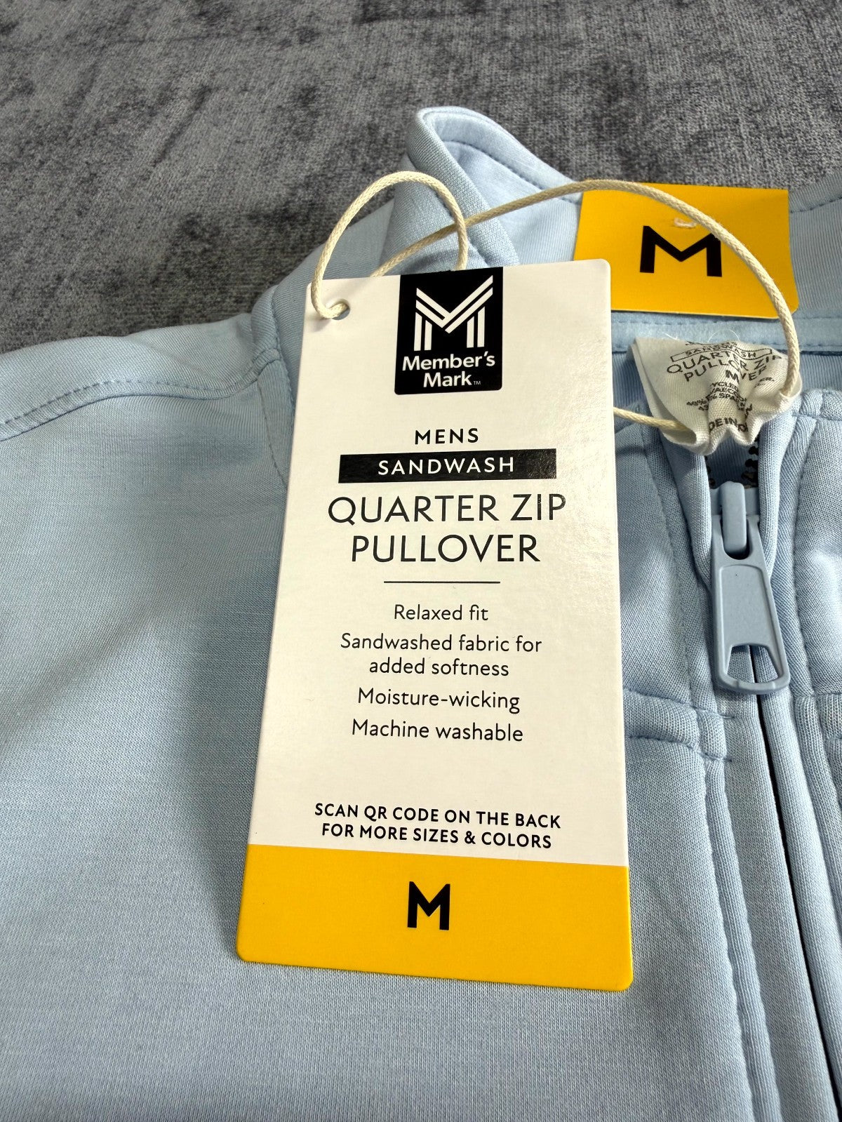 NWT Member's Men’s Sandwash Mark Quarter-Zip Pullover Sweatshirt Medium Blue