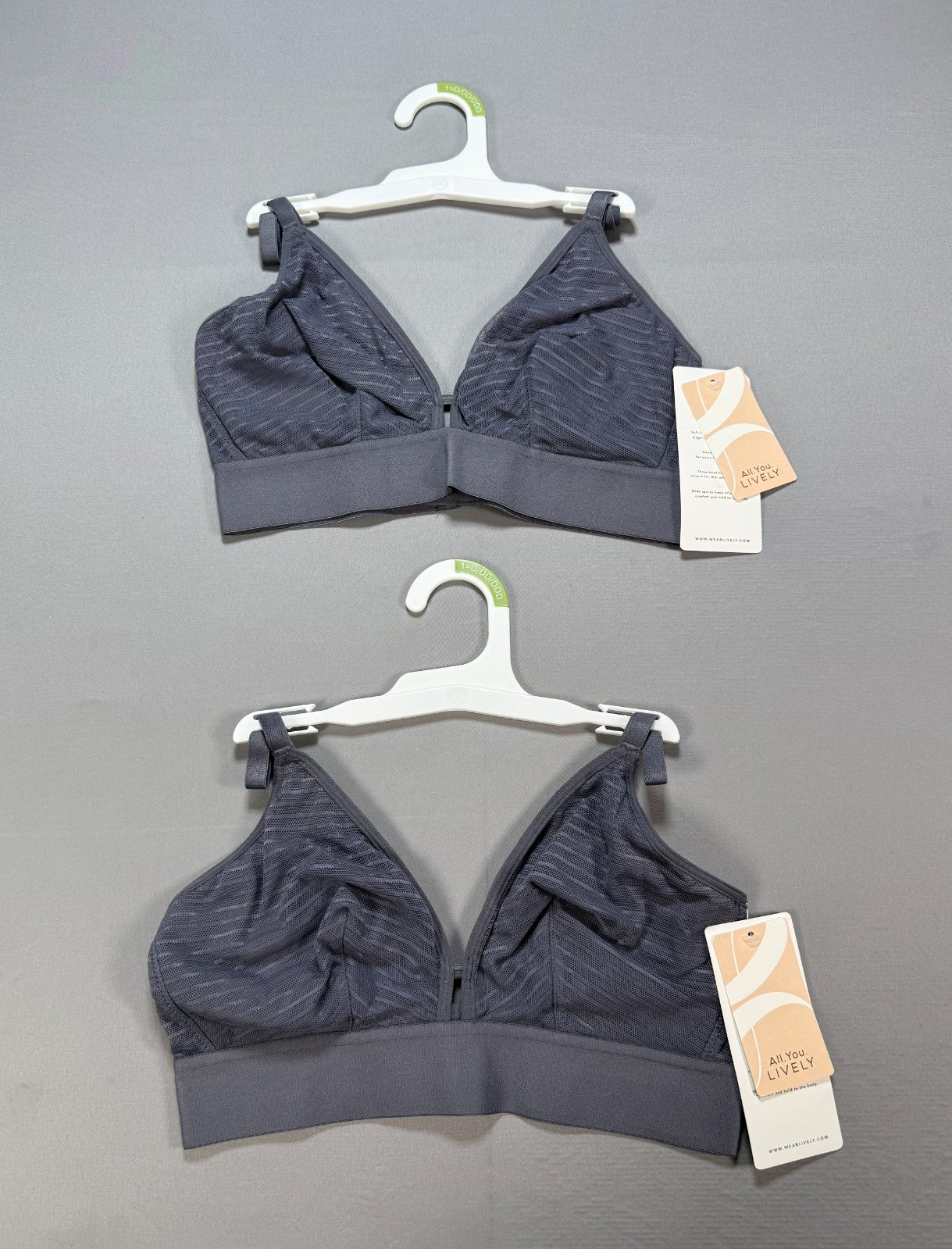 NWT All.You.LIVELY the Busty Stripe Mesh Bralette Bra Women's 1 Gray - Set of 2