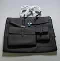 Luxe Weekender Bag Leather Cargo Bag Black Women's NEW