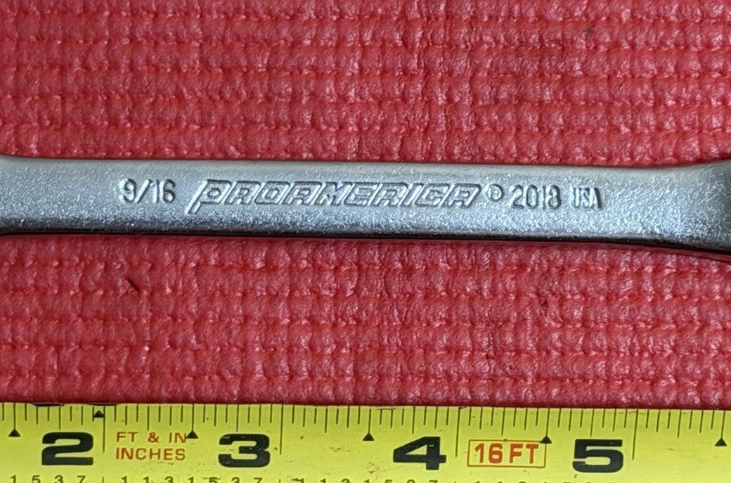 Vintage ProAmerica 9/16" Combination Wrench, No 2018, Made in USA