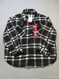 NWT Member's Mark Button-Front Plaid Shacket Women's XL Black/White Flap Pockets