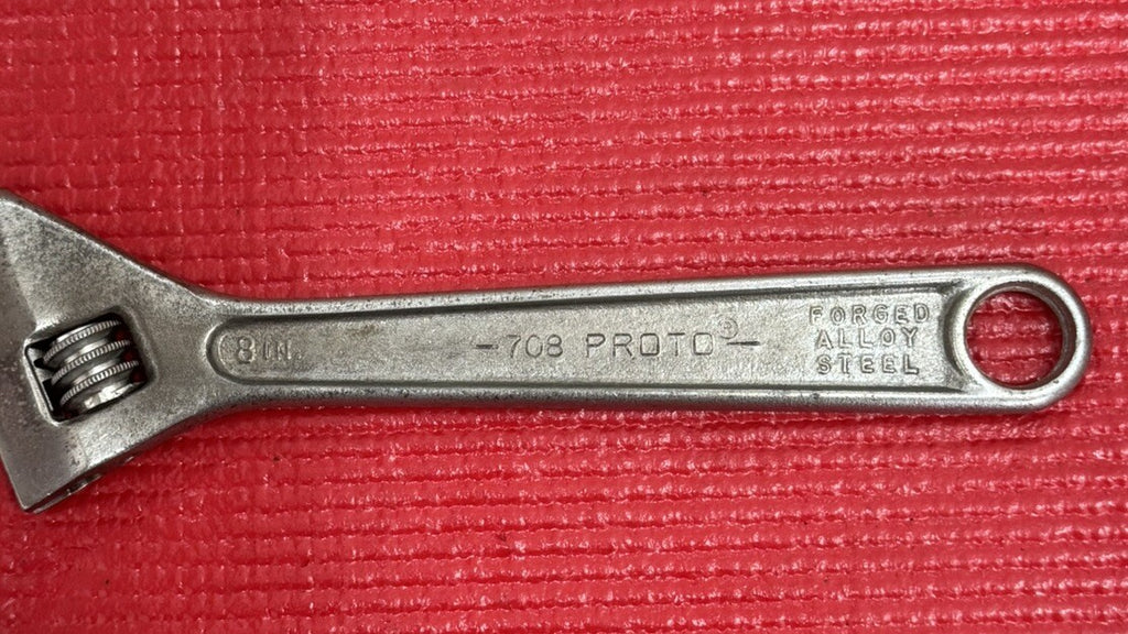 VINTAGE PROTO TOOLS No.708 8" ADJUSTABLE WRENCH CRESCENT WRENCH MADE IN USA M1