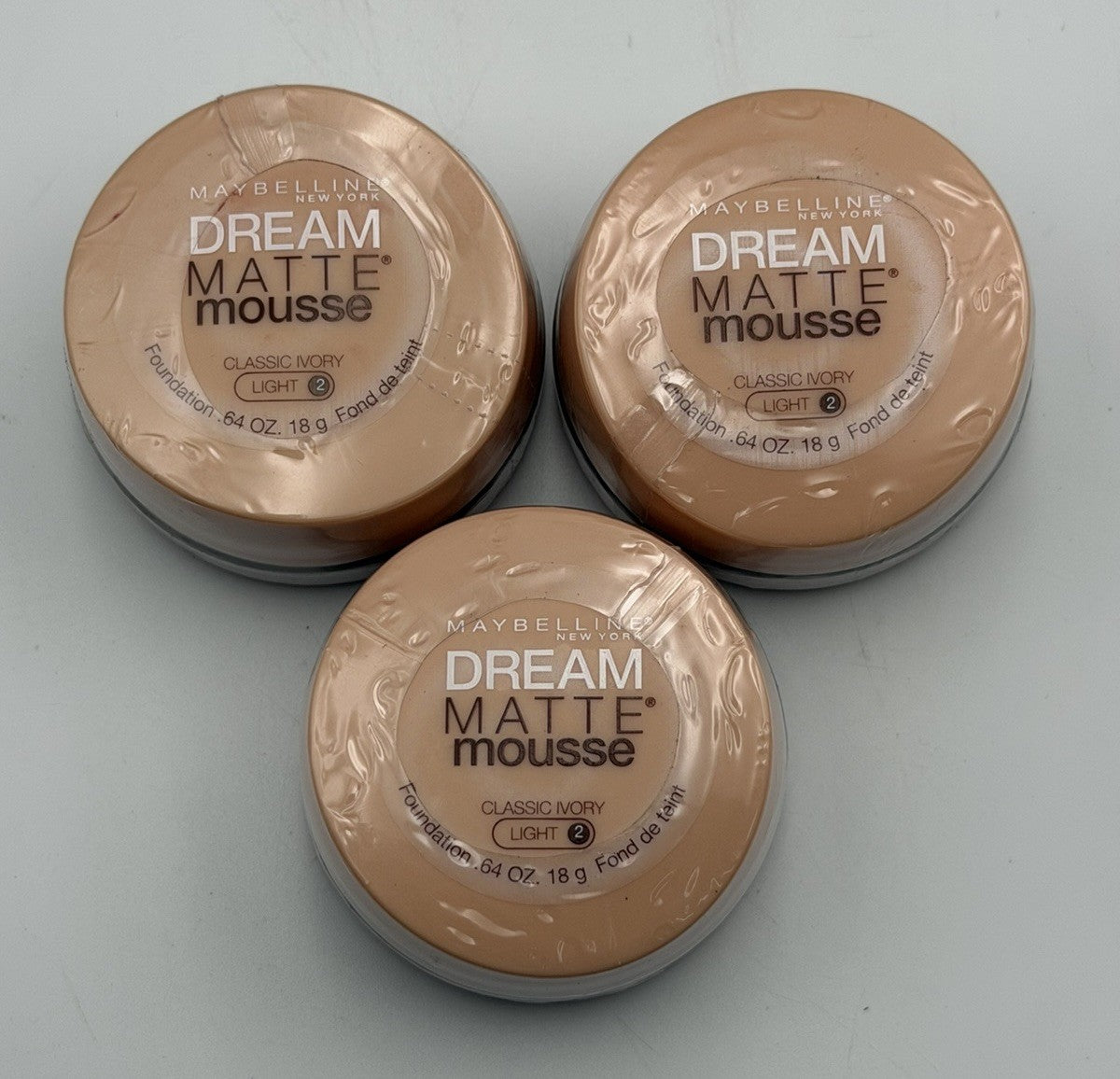 Lot of 3 Maybelline Dream Matte Mousse Foundation Classic Ivory - Light 2 SEALED