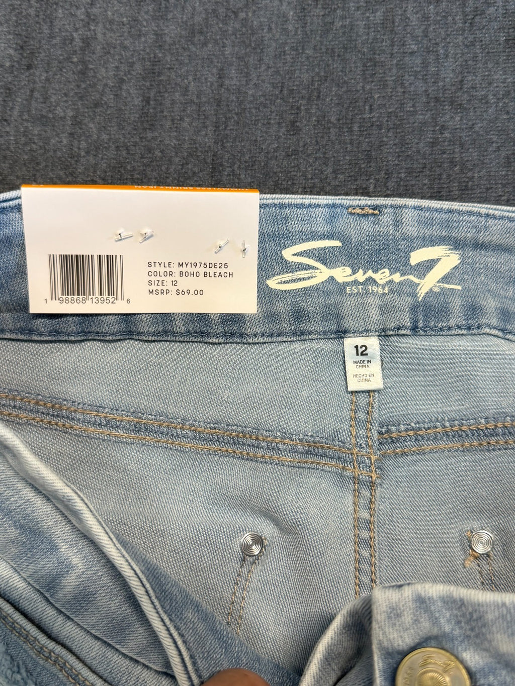 NWT Seven 7 Tummyless High Rise Skinny Jeans Women's 12 Blue Denim Medium Wash