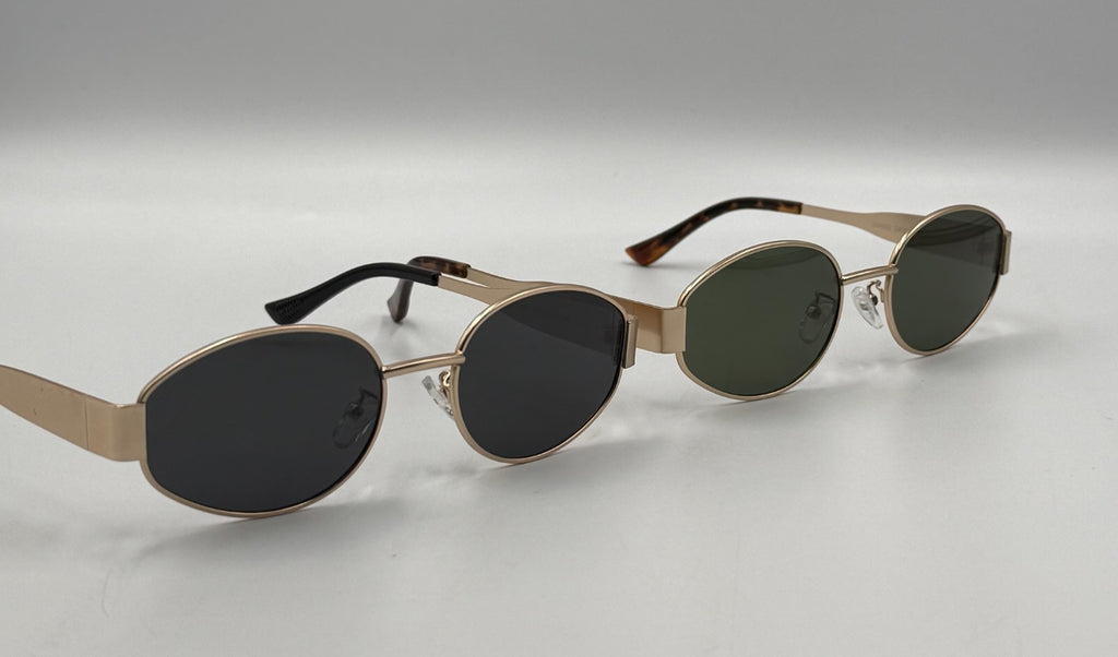 Set of (2) Livho Retro Polarized Sunglasses UV400 Protection Oval Shape w/ Case