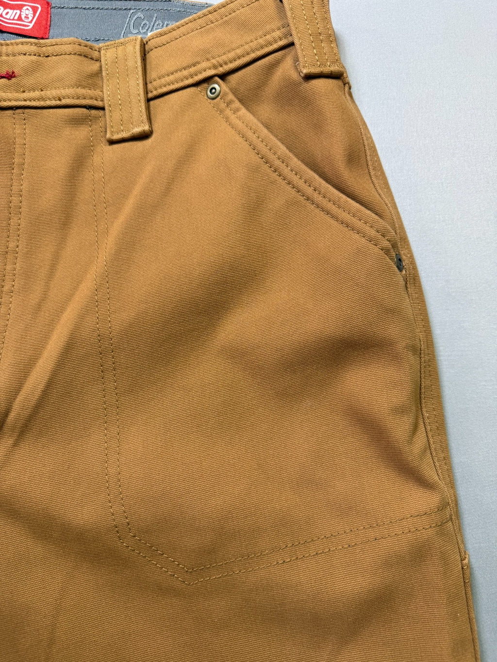 Coleman Work Pants Men's 36X32 Brown Fleece Lined Straight Leg Pockets Pull-On