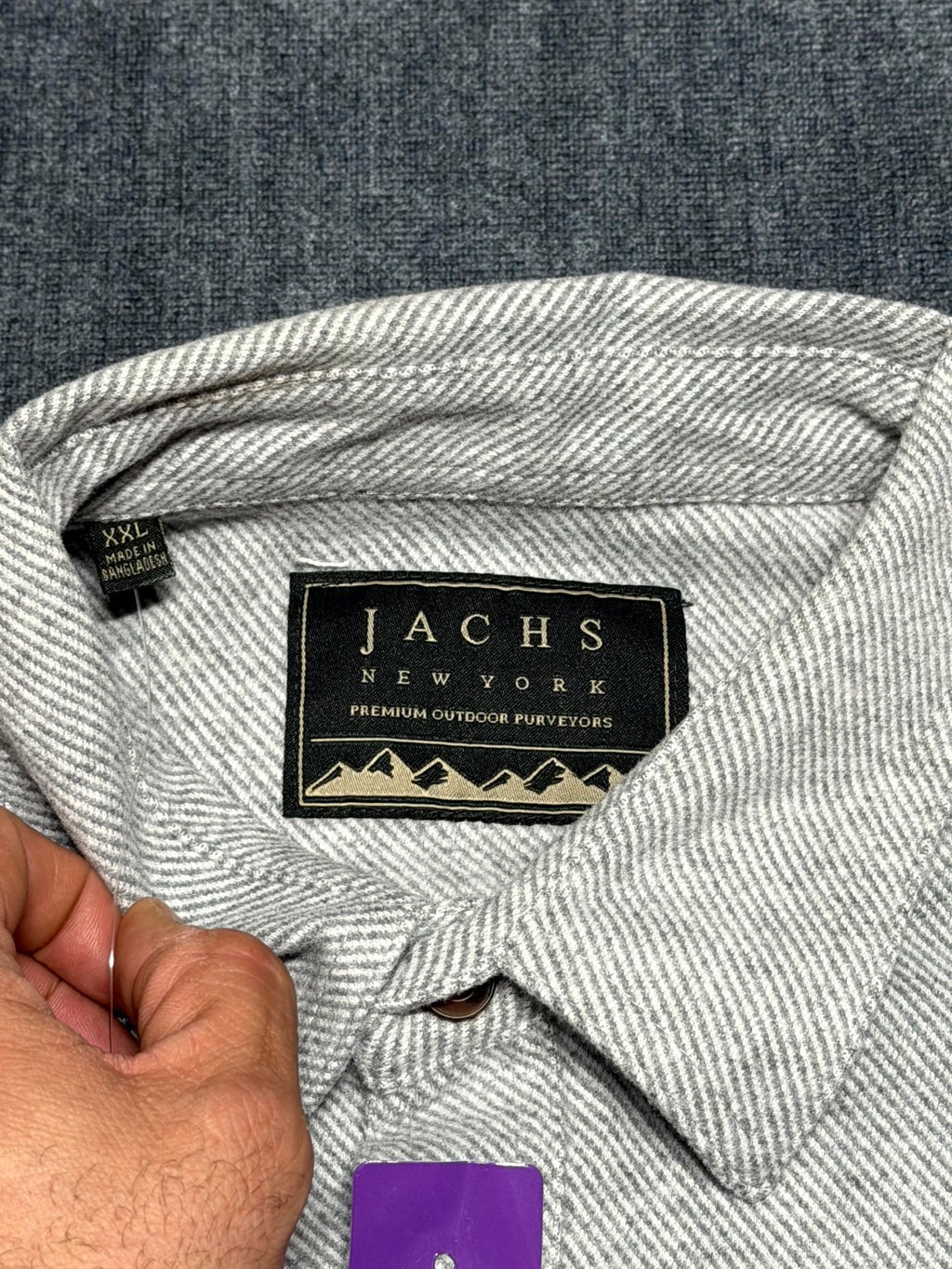 NWT Jachs New York Knit Button-Up Shirt Men's 2XL Light Gray Long-Sleeve Pockets