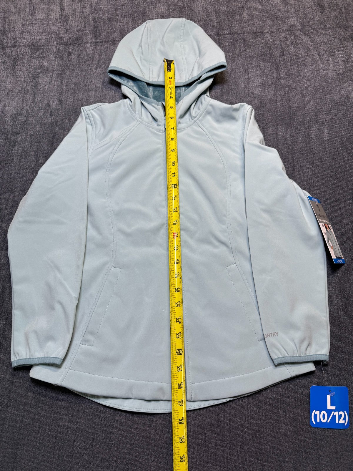 NWT Free Country Super Softshell Jacket Girls Large Misty Blue Full-Zip Gorpcore