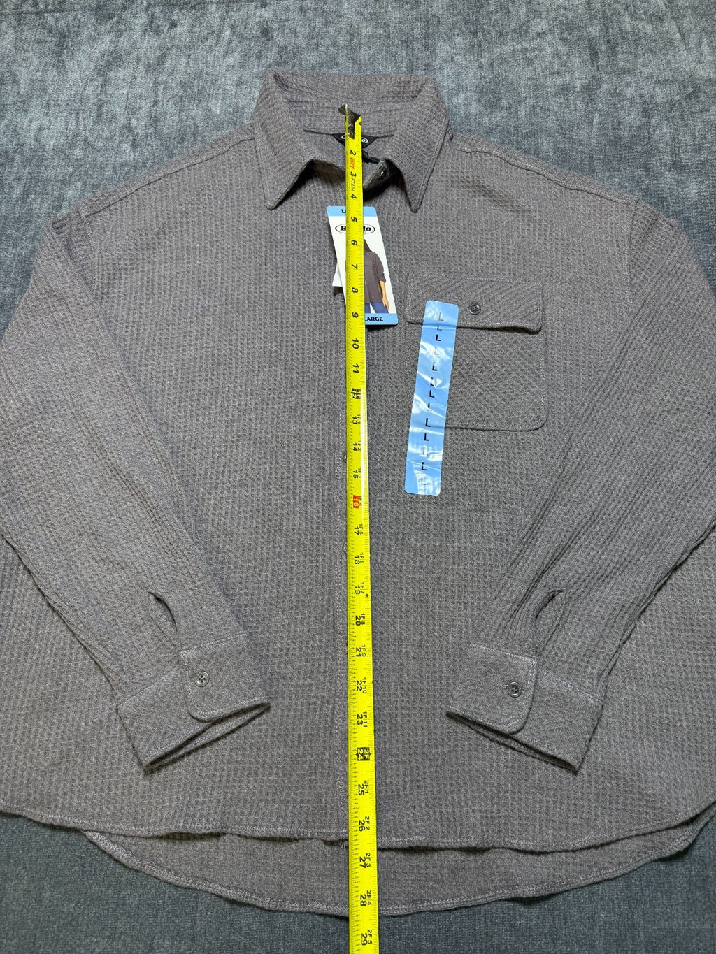 NWT Buffalo David Bitton Waffle Knit Button-UP Shirt Women's Large Gray Preppy
