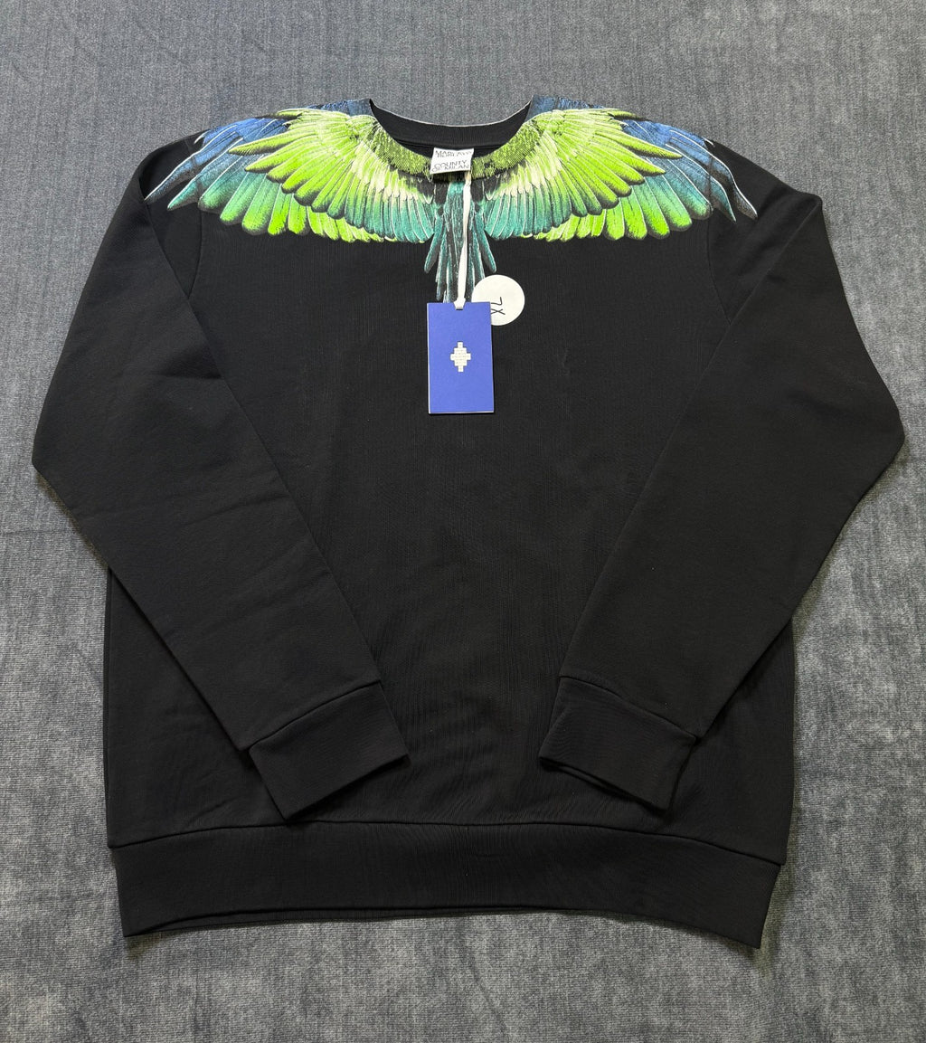NWT Marcelo Burlon Icon Wings Sweatshirt Men's XL Black Regular Fit Crewneck